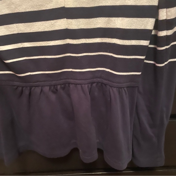 Anthropologie Cartonnier Navy & Cream Stripe Knit Blazer - pockets & Peplum Back - Picture 3 of 6